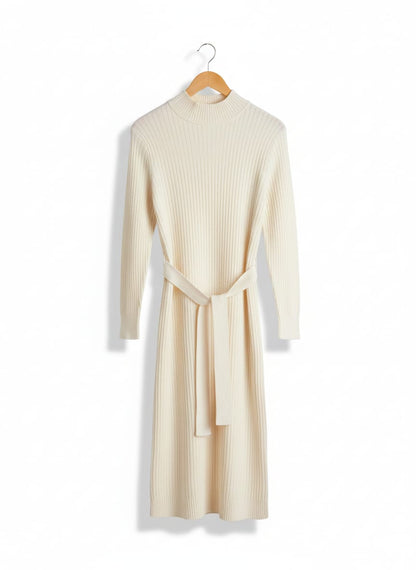 ANKO |M| BUST 18| BEIGE RIBBED KNIT MIDI DRESS