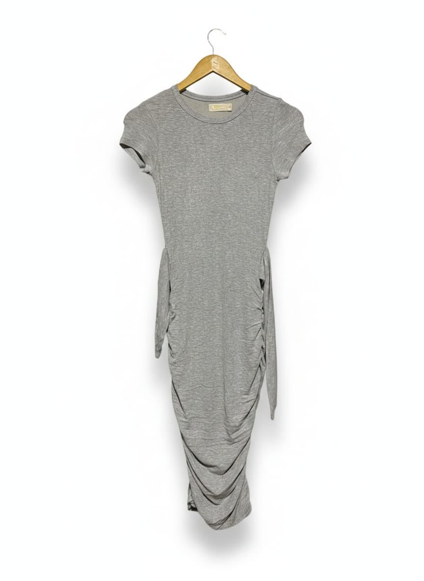 BLOSSOM |S| BUST 13| GREY SHORT-SLEEVE BODYCON DRESS
