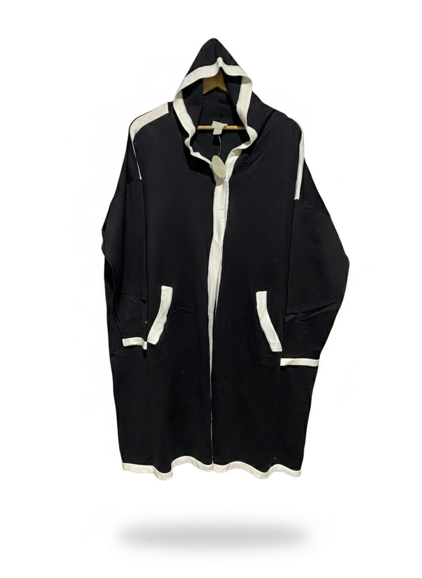 ZIM & ZOE |L/XL| BUST 26| BLACK HOODED DUSTER CARDIGAN
