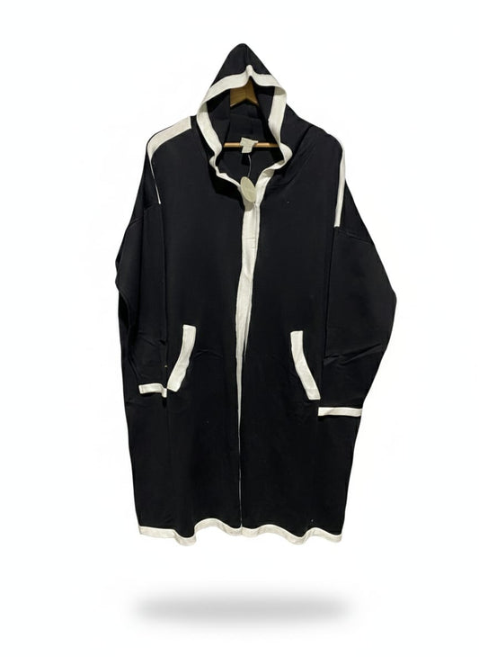 ZIM & ZOE |L/XL| BUST 26| BLACK HOODED DUSTER CARDIGAN