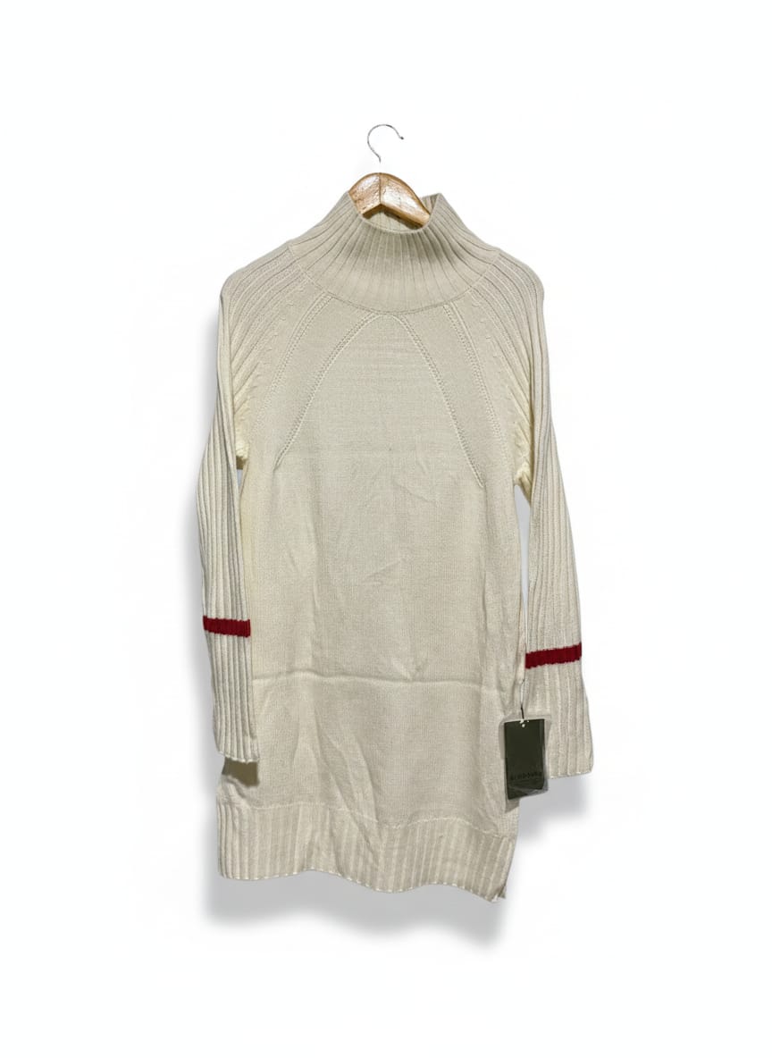 MASIENDI |L| BUST 18| BEIGE HIGH NECK KNIT TUNIC SWEATER