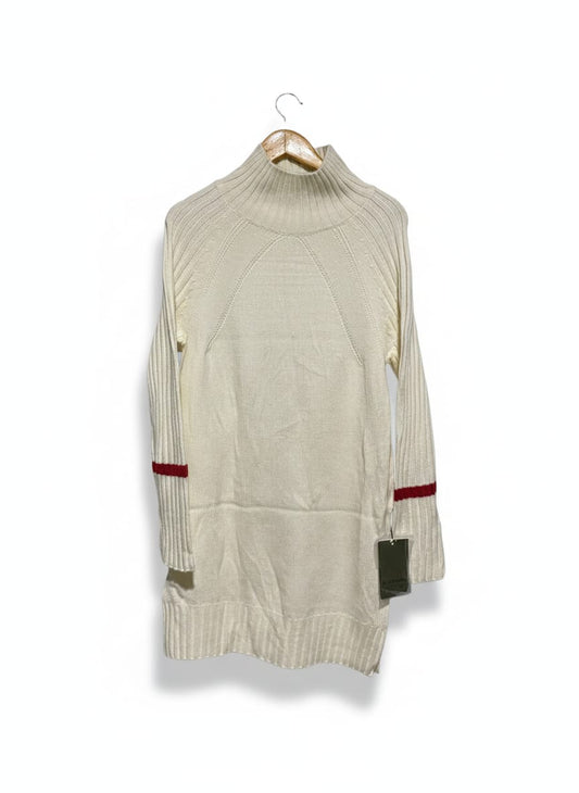 MASIENDI |L| BUST 18| BEIGE HIGH NECK KNIT TUNIC SWEATER