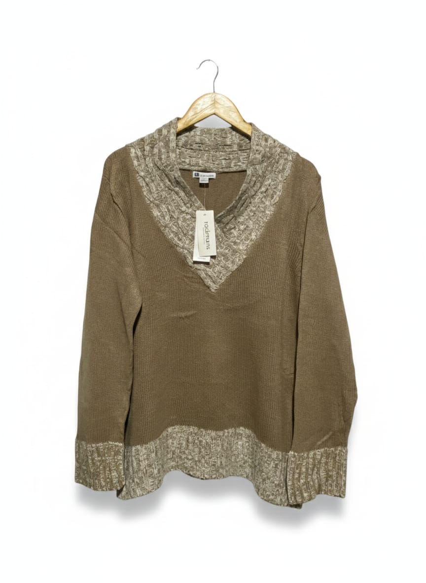 ROCKMANS |M| BUST 20| Brown V-Neck Sweater