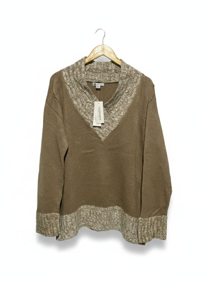 ROCKMANS |M| BUST 20| Brown V-Neck Sweater