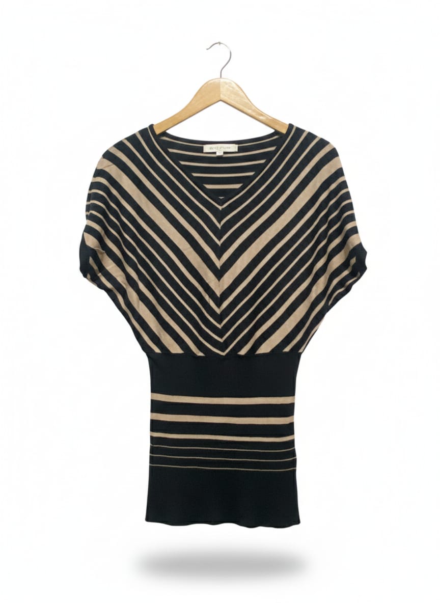 SURRY  GIRL |S| BUST 21| Black And Beige Striped Top