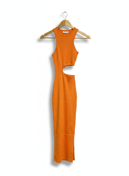 LUCK & TROUBLE |S| BUST 10| Orange Cut-Out Midi Dress