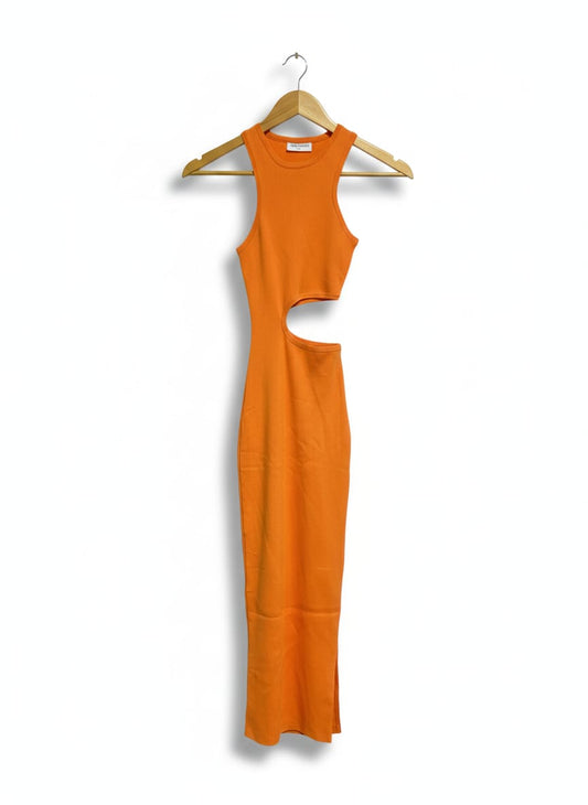 LUCK & TROUBLE |S| BUST 10| Orange Cut-Out Midi Dress