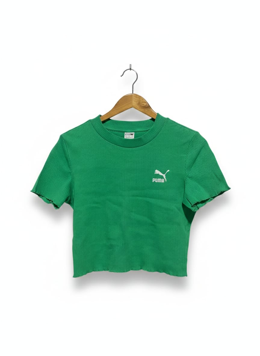 PUMA |M| BUST 16| Green Ribbed Crop Top