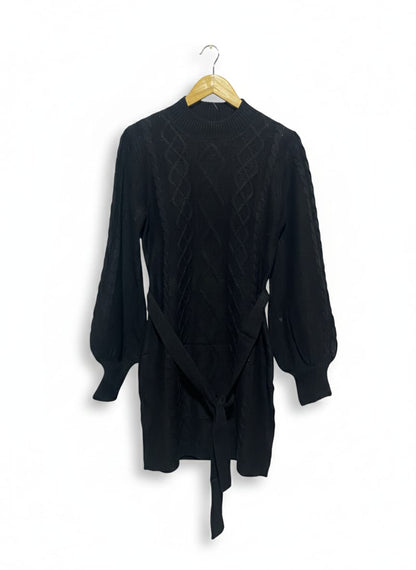 DOTTI |M| BUST 17| Black Cable Knit Sweater Dress