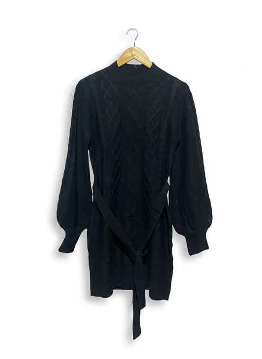 DOTTI |M| BUST 17| Black Cable Knit Sweater Dress