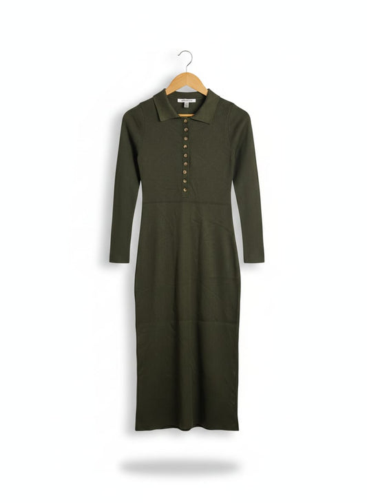 FOREVER NEW |M| BUST | Olive Green Polo Midi Dress