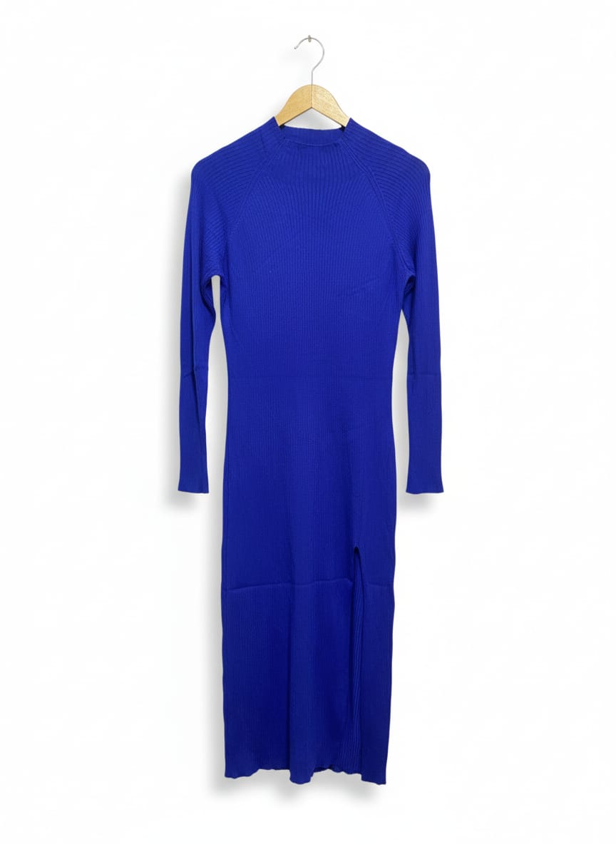 ALLY |L| BUST 15| Royal Blue Ribbed Midi Dress