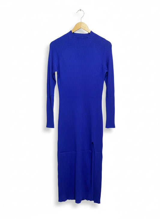 ALLY |L| BUST 15| Royal Blue Ribbed Midi Dress