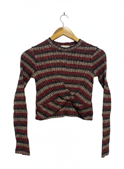 COTTON ON |XS| BUST 13| Striped Twist-Front Cropped Sweater