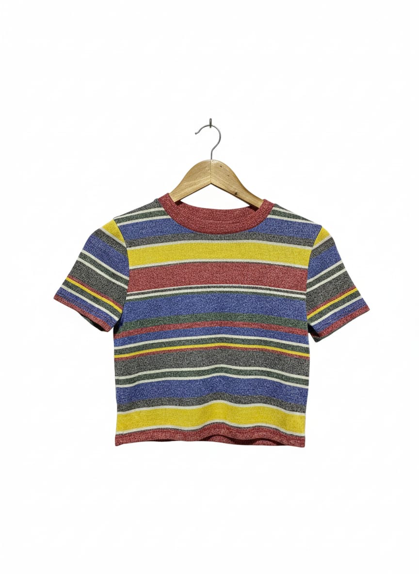 ZARA | |M| BUST 15|B12| Multicolor Striped Crop Top