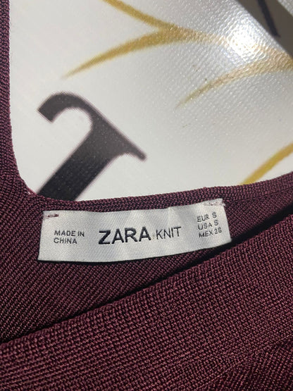 ZARA |S| BUST 12| Burgundy Knit Buttoned Top