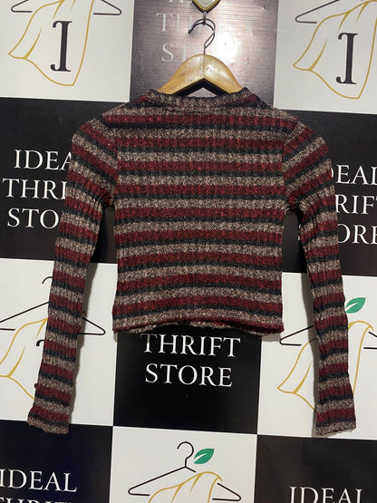 COTTON ON |XS| BUST 13| Striped Twist-Front Cropped Sweater