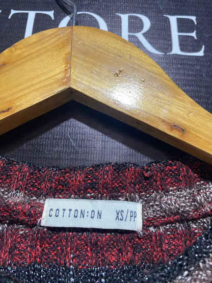 COTTON ON |XS| BUST 13| Striped Twist-Front Cropped Sweater