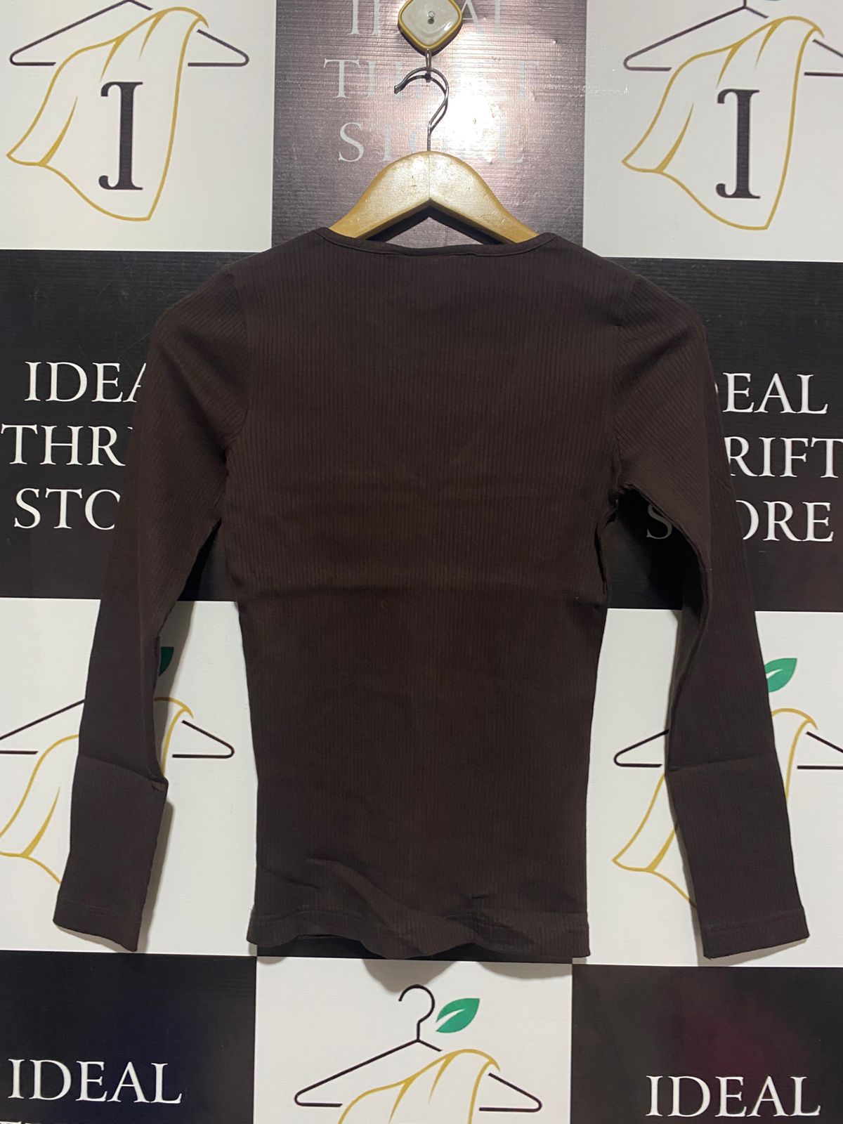 CROSS ROADS |M| BUST 14| Brown Ribbed V-Neck Top