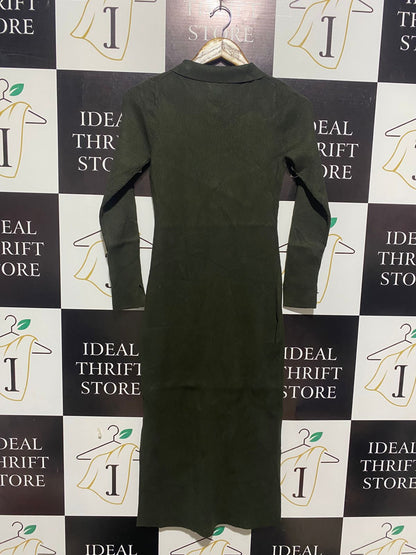 FOREVER NEW |M| BUST | Olive Green Polo Midi Dress