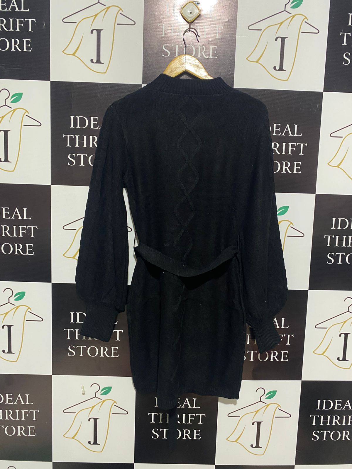DOTTI |M| BUST 17| Black Cable Knit Sweater Dress