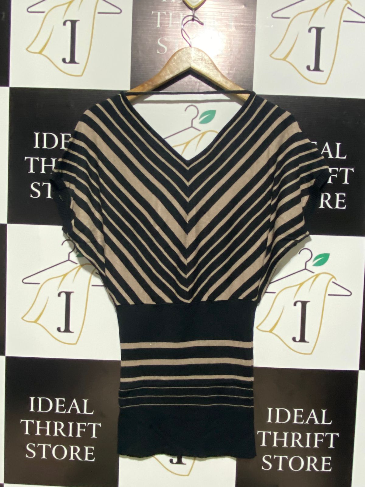 SURRY  GIRL |S| BUST 21| Black And Beige Striped Top