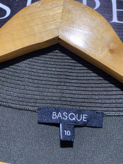 BASQUE |M| BUST 16| DARK OLIVE GREEN OPEN-FRONT DRAPED CARDIGAN
