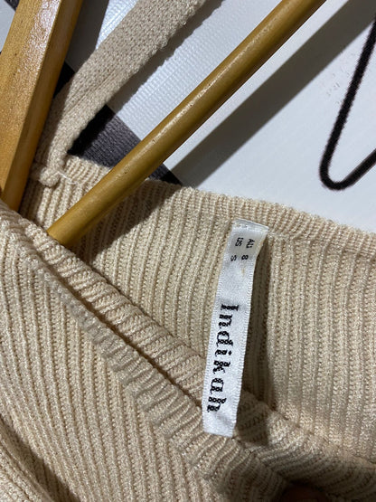 INDIKAN |S| BUST 10| BEIGE KNITTED WRAP MIDI DRESS