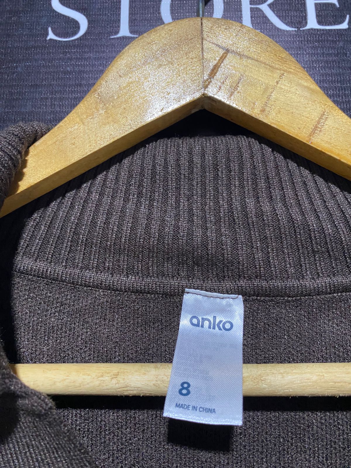 ANKO |M| BUST 20| BROWN KNIT LONG-SLEEVE POLO SWEATER