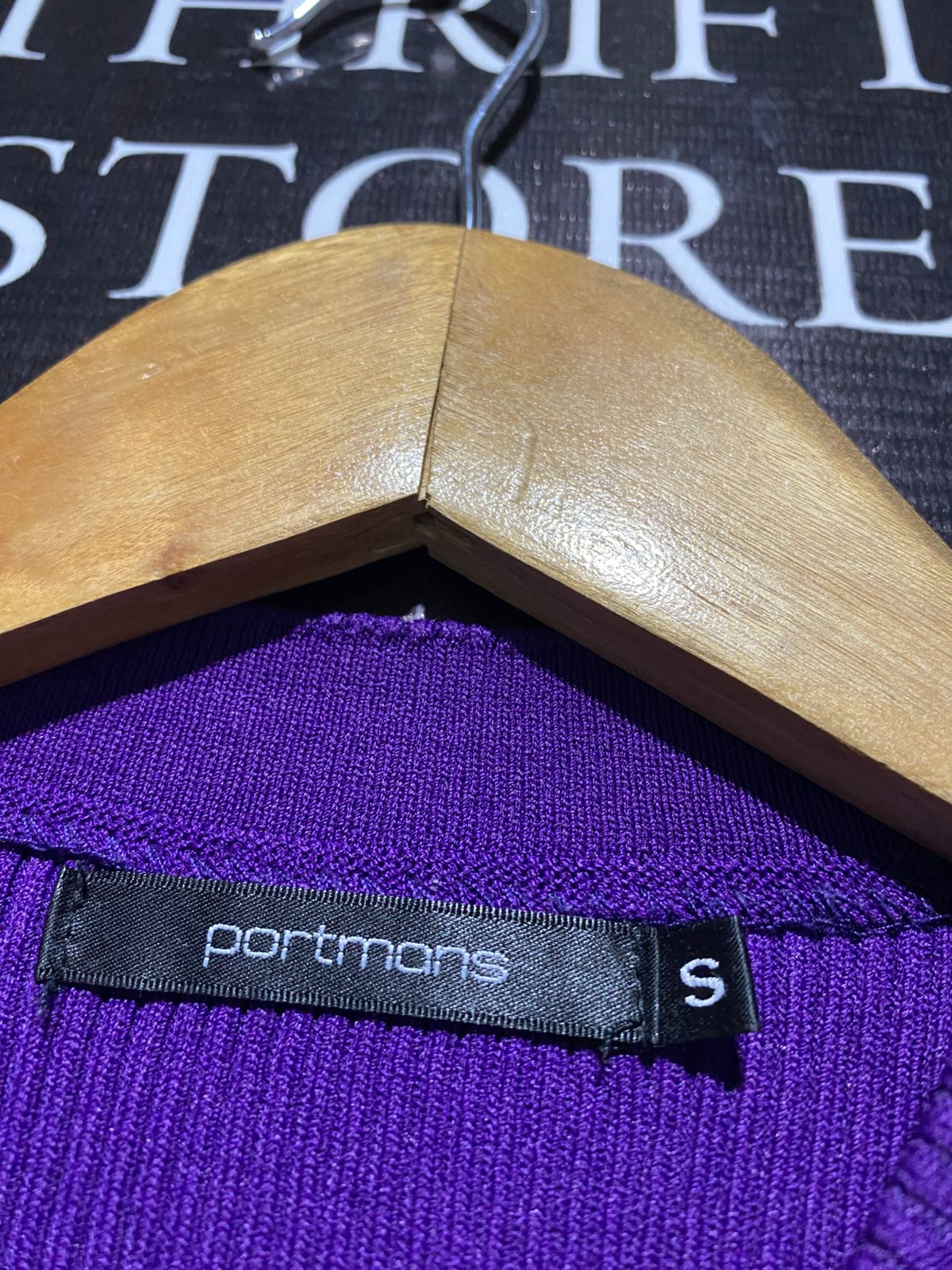 PORTMANS |S| BUST 12| PURPLE RIBBED MOCK NECK CAP SLEEVE TOP