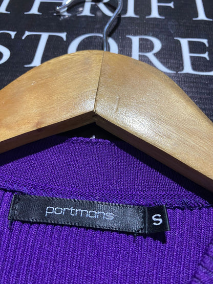 PORTMANS |S| BUST 12| PURPLE RIBBED MOCK NECK CAP SLEEVE TOP