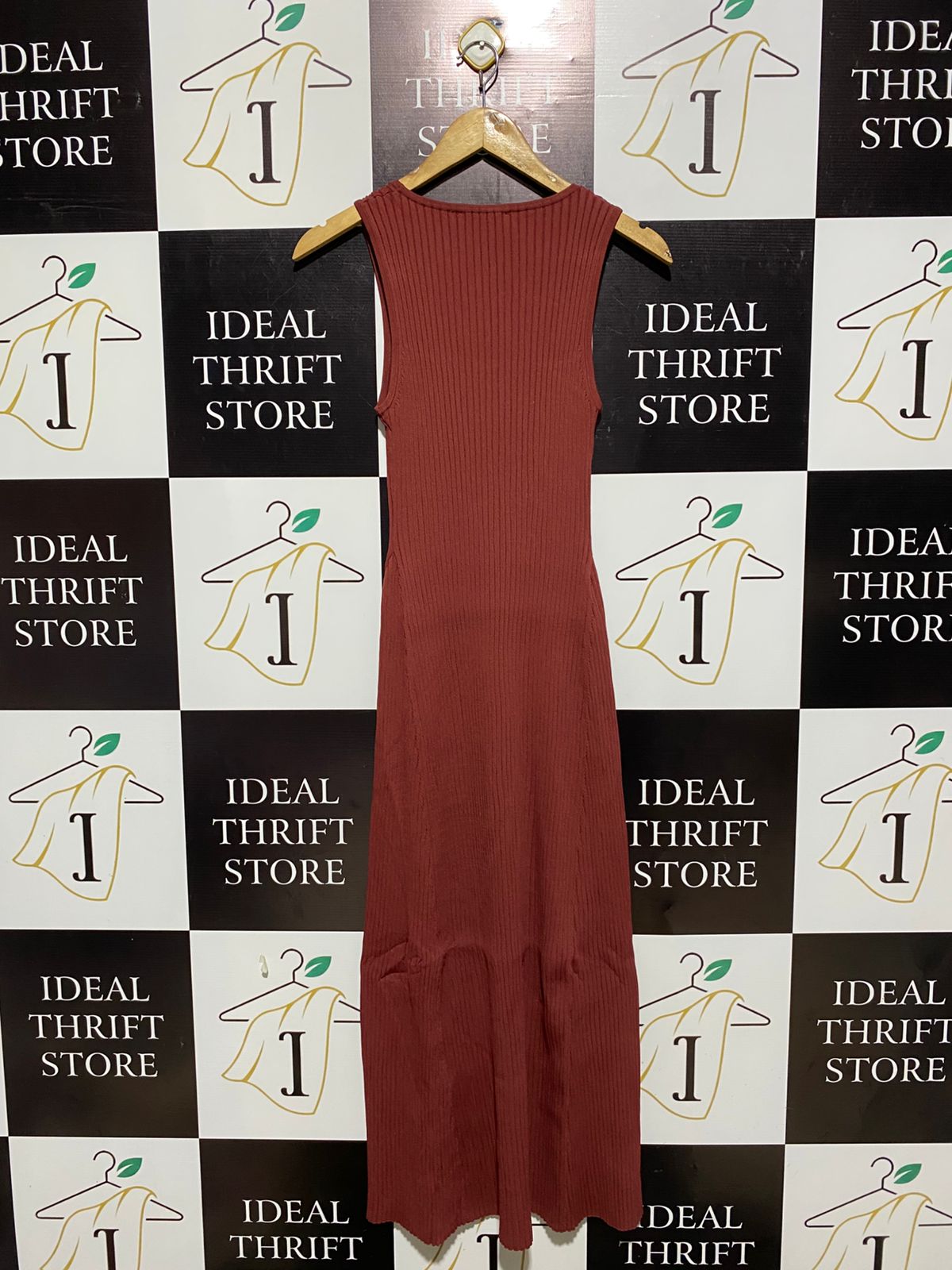 WITCHERY |S| BUST 10| RUST RED RIBBED KNIT MIDI DRESS