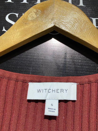 WITCHERY |S| BUST 10| RUST RED RIBBED KNIT MIDI DRESS