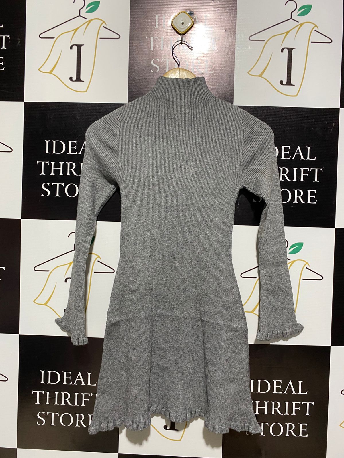OSCAR ST |S| BUST 12| GREY RIBBED KNIT MINI DRESS