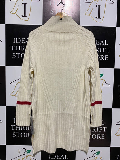 MASIENDI |L| BUST 18| BEIGE HIGH NECK KNIT TUNIC SWEATER