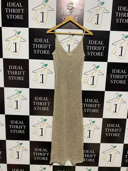 H&M |S| BUST 13| BEIGE CROCHET-LOOK MIDI DRESS