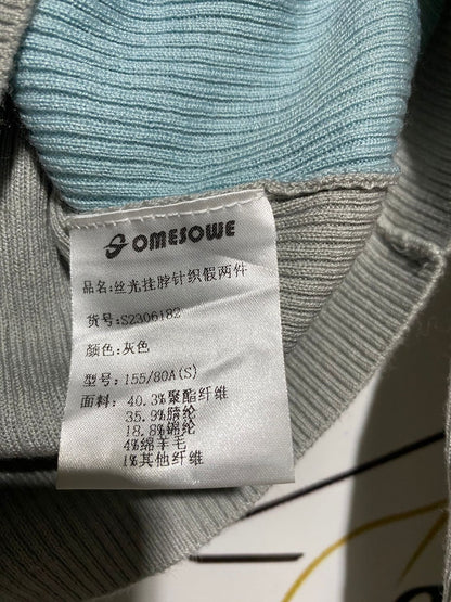 SOMESOWE |S| BUST 13| GREY RIBBED V-NECK CARDIGAN