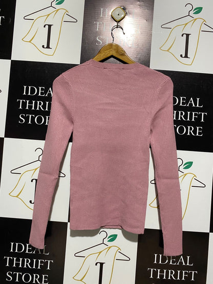 DECJUBA |M| BUST 12| C1|  RIBBED KNIT, LONG SLEEVES, CUTOUT CHEST DETAIL, BOAT NECK COLLAR