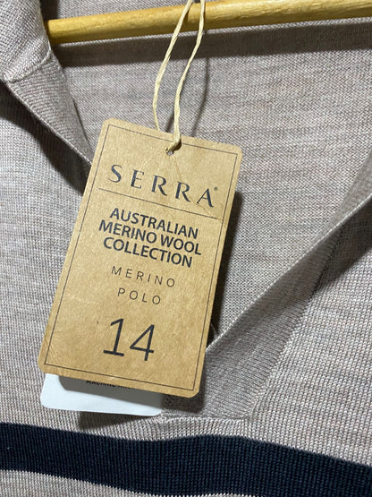 SERRA |L| BUST 19| BEIGE AND BLACK STRIPED KNIT POLO