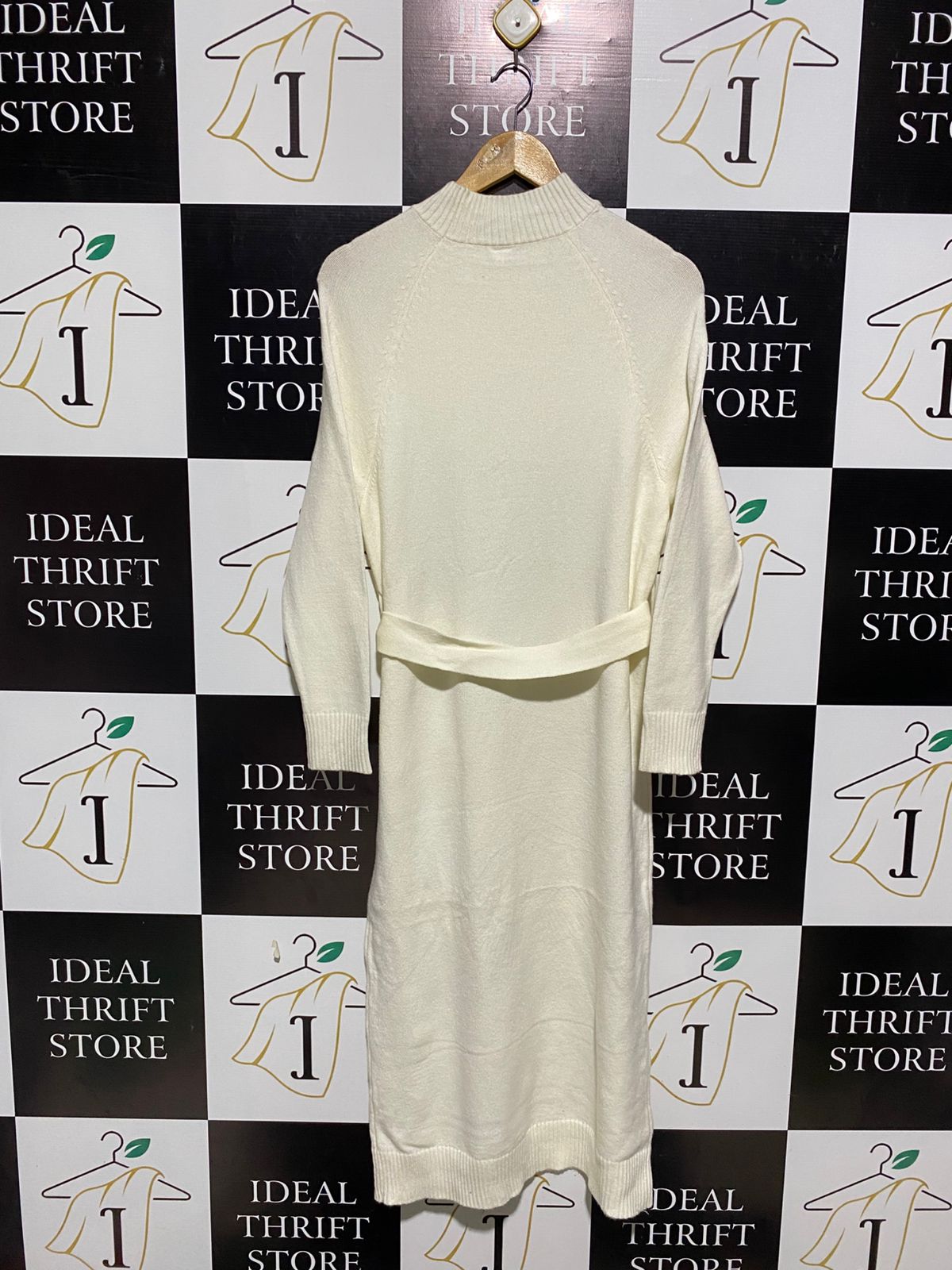 ANKO |M| BUST 18| BEIGE RIBBED KNIT MIDI DRESS