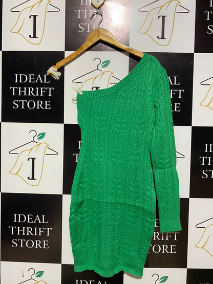 RUMOR |S| BUST 14| GREEN CABLE KNIT DRESS