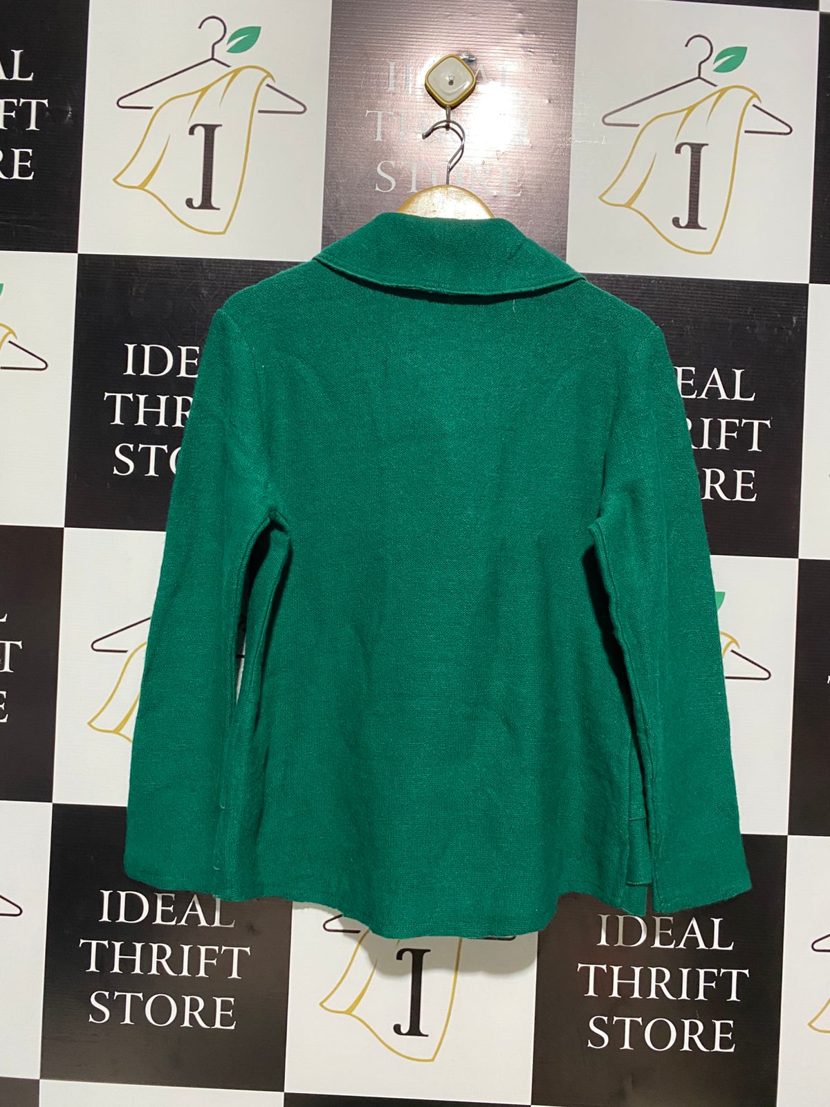 SEE SAW |S| BUST 20| Women's Green Button-Up Jacket With a Ruffled Peplum Hem