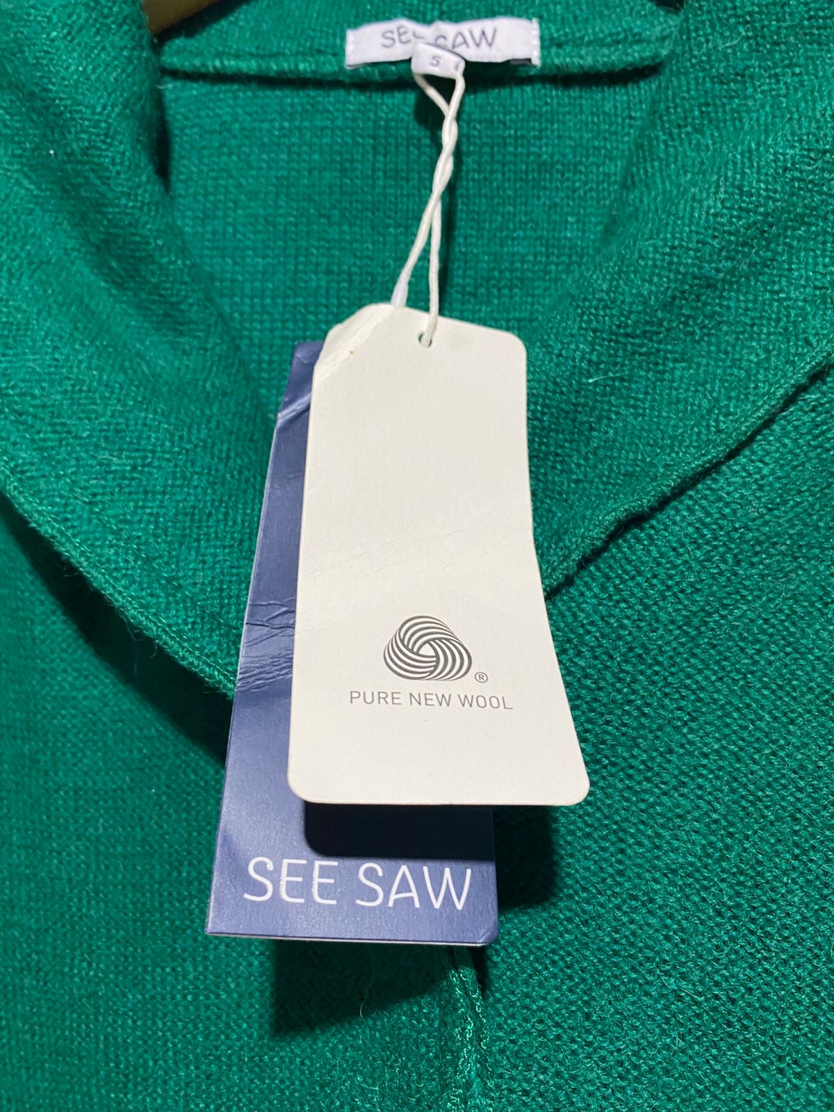 SEE SAW |S| BUST 20| Women's Green Button-Up Jacket With a Ruffled Peplum Hem
