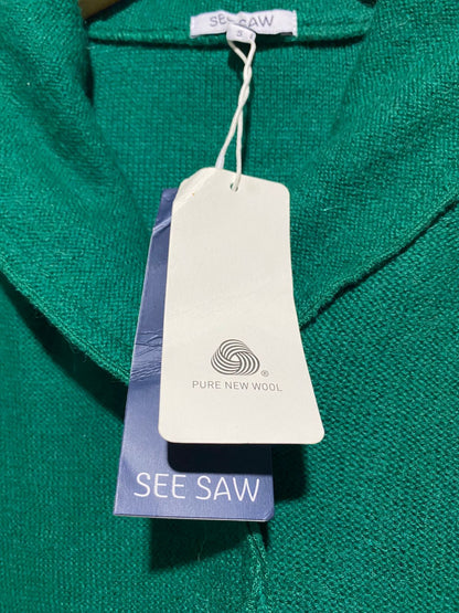 SEE SAW |S| BUST 20| Women's Green Button-Up Jacket With a Ruffled Peplum Hem