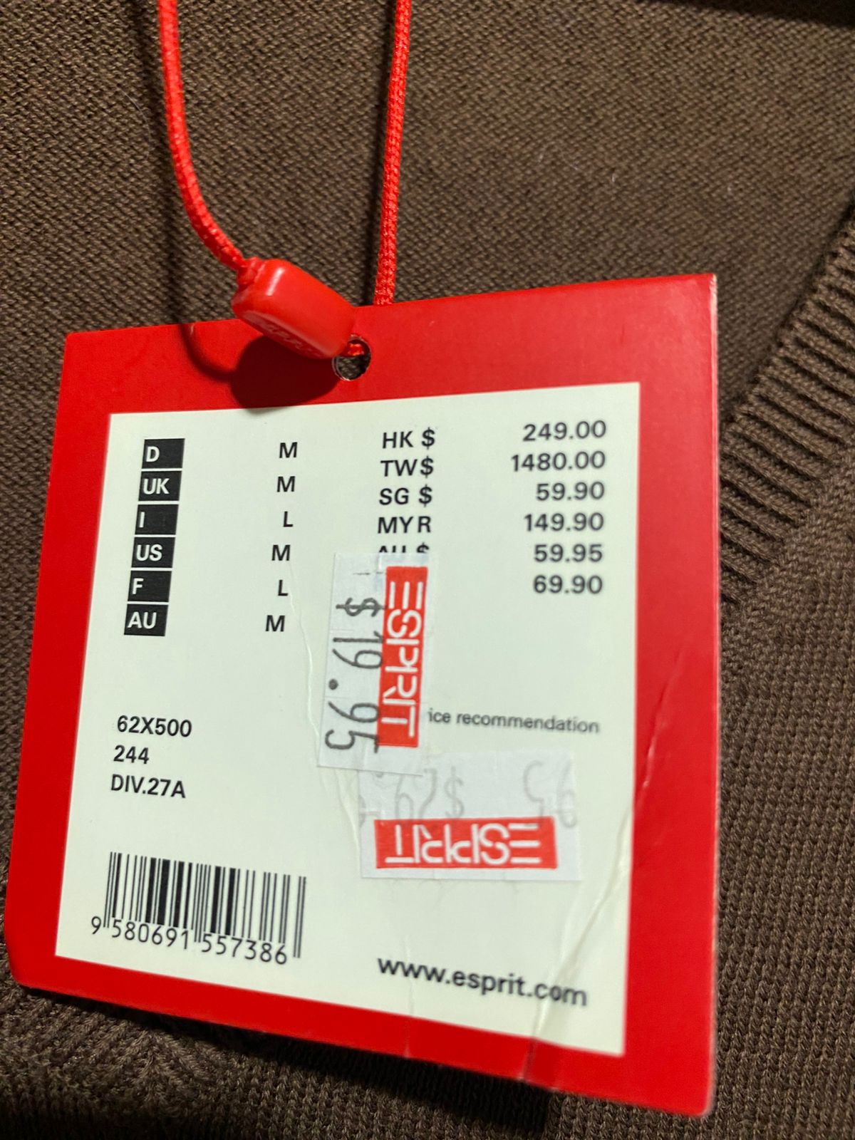 ESPRIT |M| BUST 18| Classic, Plain V-Neck Pullover With Long Sleeves