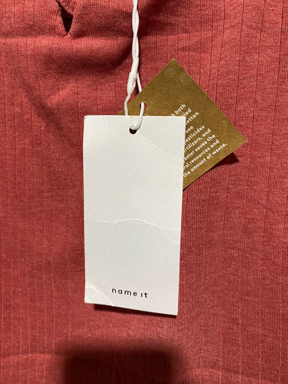 NAME IT |S| BUST 13| ROSE DUST RIBBED CAMI TOP WITH LACE-UP DETAIL