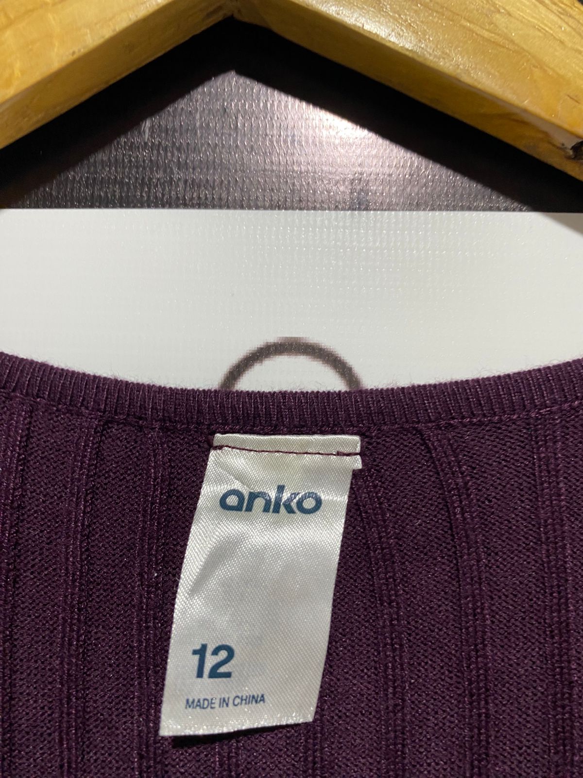 ANKO |M| BUST 15| DEEP PLUM V-NECK RIBBED KNIT MAXI DRESS