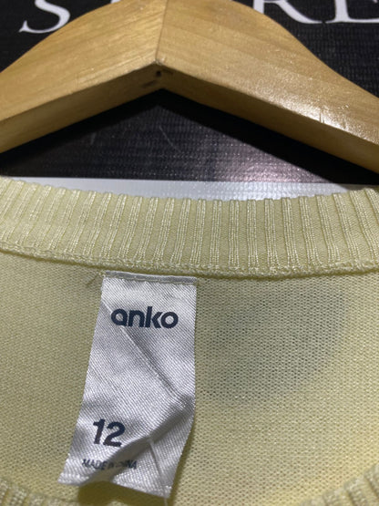 ANKO |M| BUST 16| PALE YELLOW BUTTON-FRONT ROUND NECK FITTED CARDIGAN