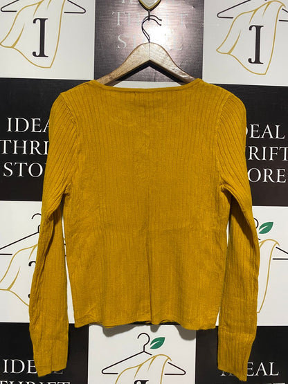PAN PAN |M| BUST 17| MUSTARD YELLOW RIBBED CARDIGAN
