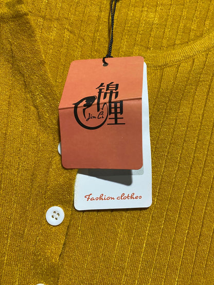 PAN PAN |M| BUST 17| MUSTARD YELLOW RIBBED CARDIGAN